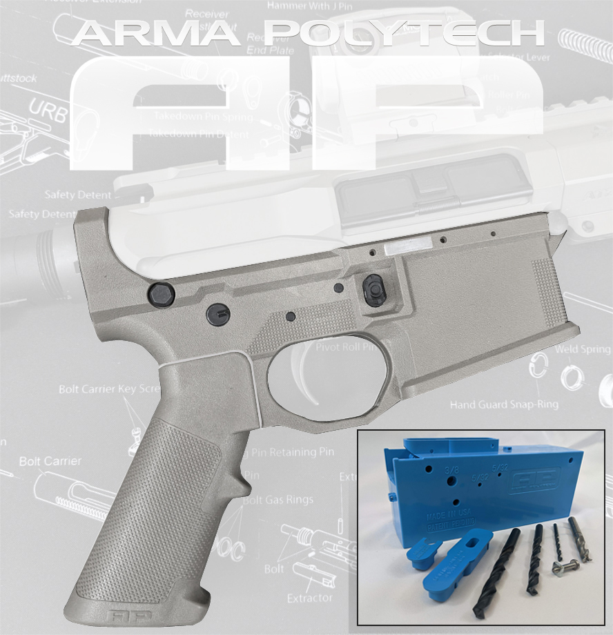 AP15 Lower With Mil-Spec Grip And Jig - Gray