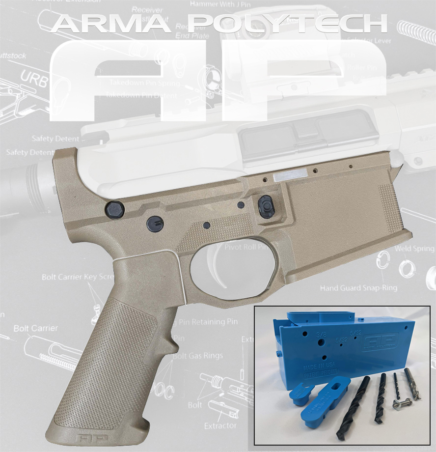 AP15 Lower With Mil-Spec Grip And Jig - Flat Dark Earth